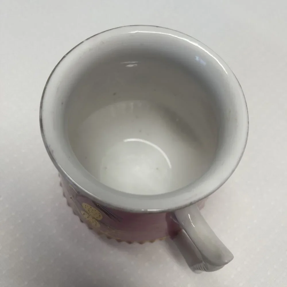 VINTAGE PORCELAIN Coffee Tea Cup Hand Painted Gold Pink Purple Blue STUNNING